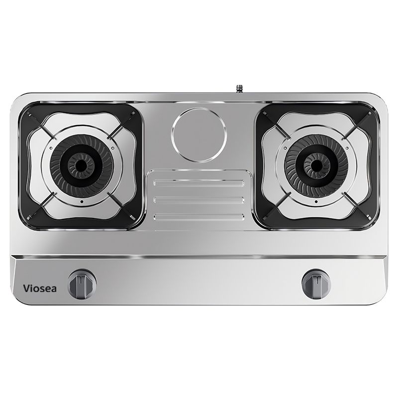 Dual-Burner Stainless Steel Easy-Clean Countertop Gas Hob