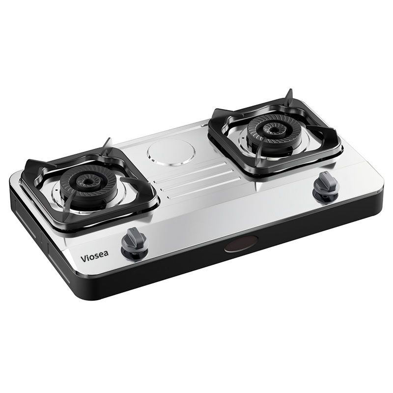Dual-Burner Stainless Steel Easy-Clean Countertop Gas Hob